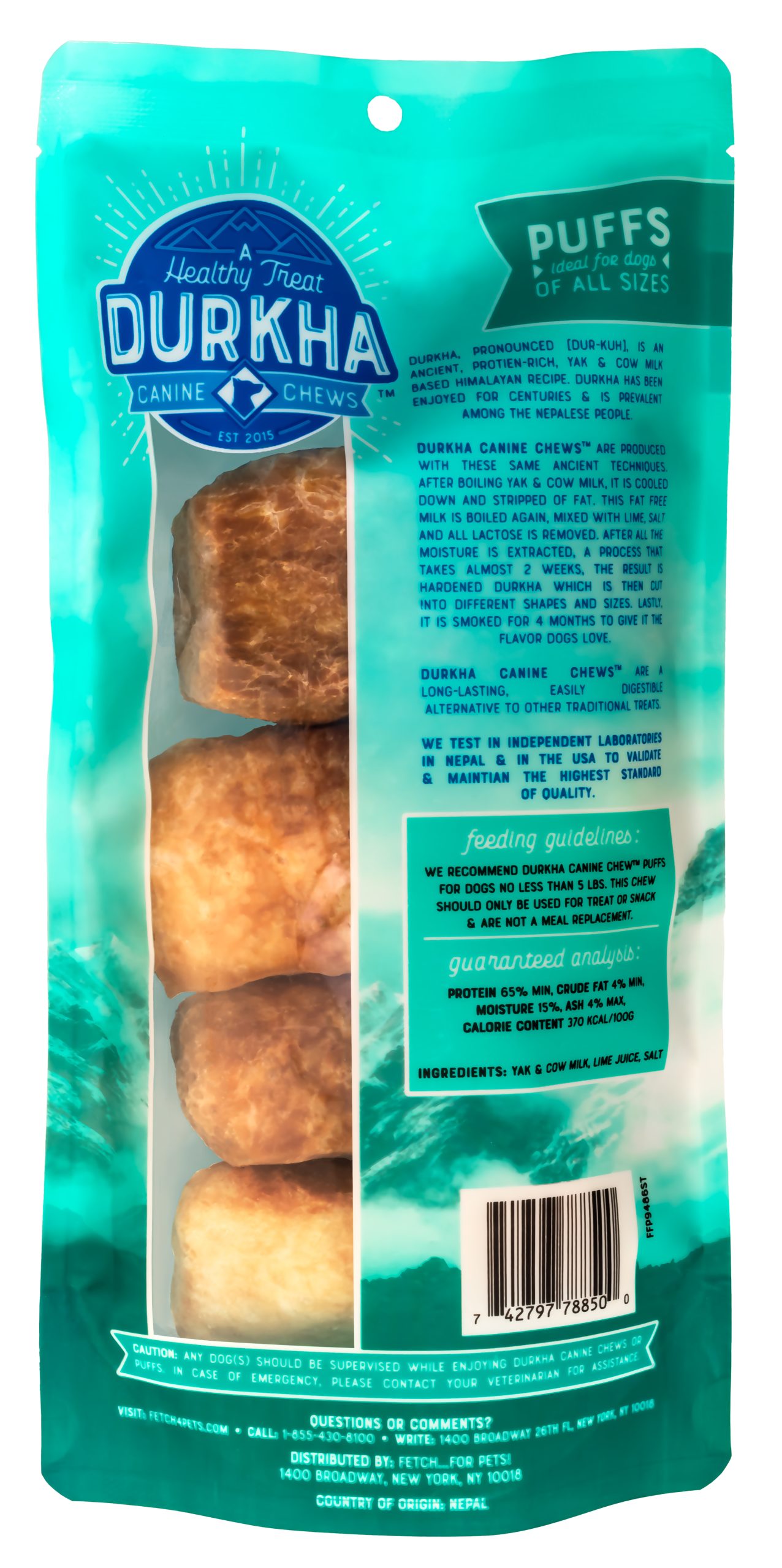 Durkha Dog Chew Packaged Puffs