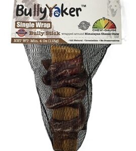 BullyYaker 2-IN-1 CHEWS - Yak Chew (3oz) Wrapped with Bully Stick (1oz) - (approx. 4oz) Totally Original Chew!
